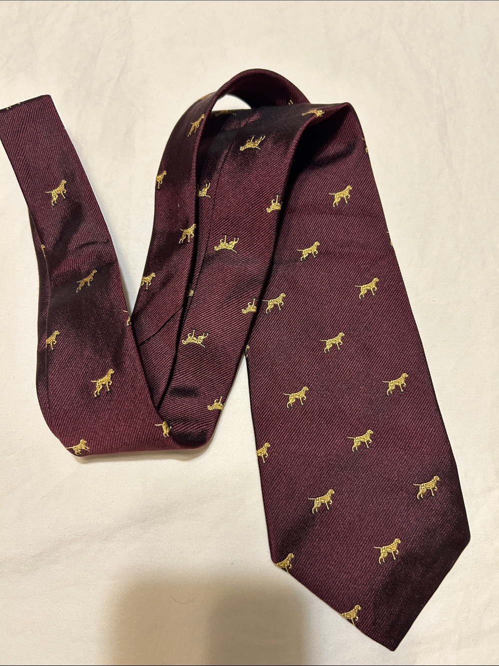 Ralph Lauren Burgundy Tie with Gold Pony Motif